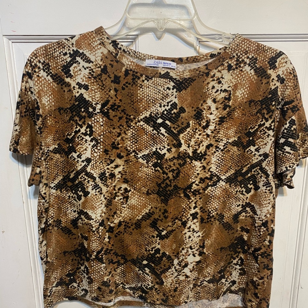 Zara Brown & Black Snake Print Top